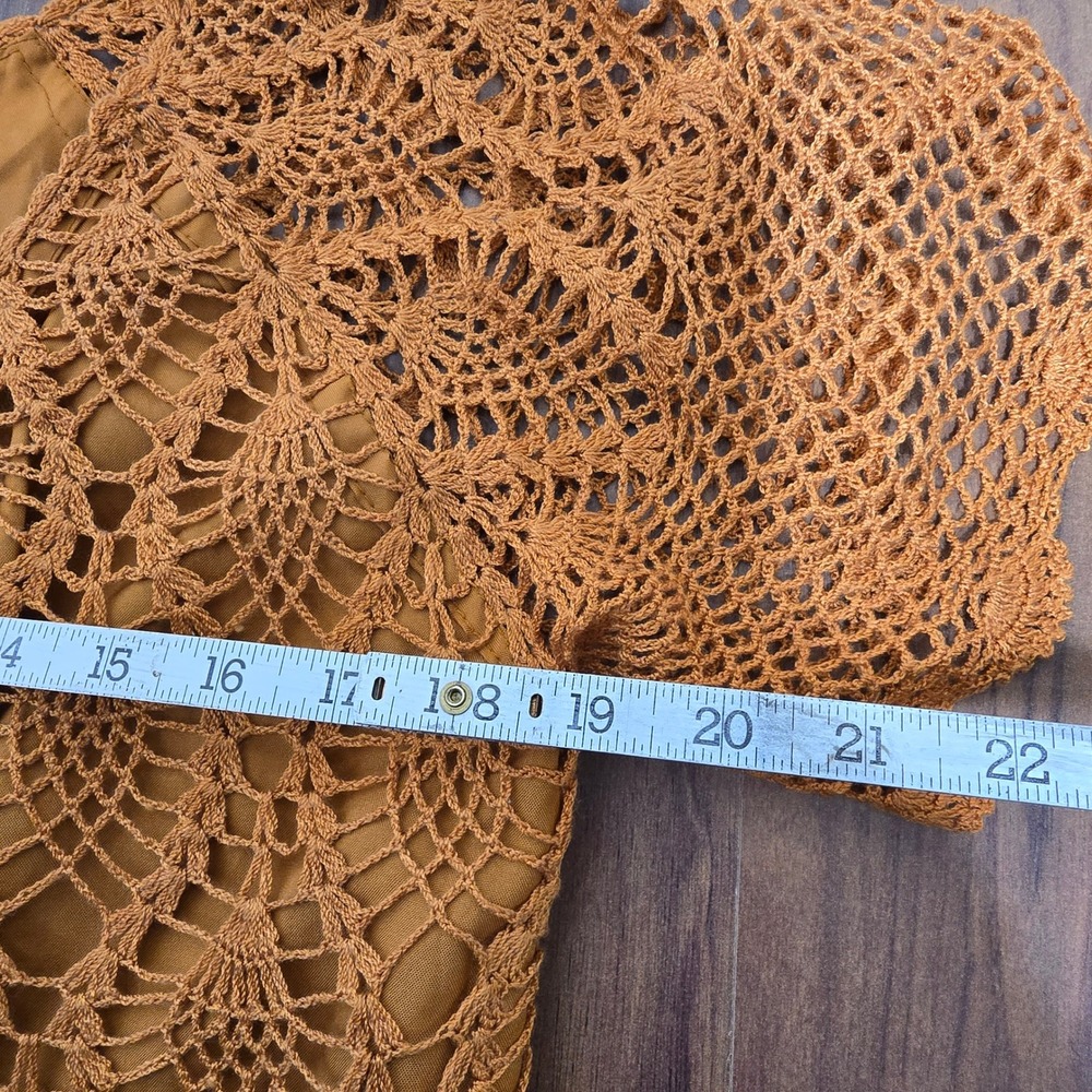 Handmade Deep Orange Crochet Knit Fairycore Top and Skirt Set Boho V Neck - Picture 5 of 11